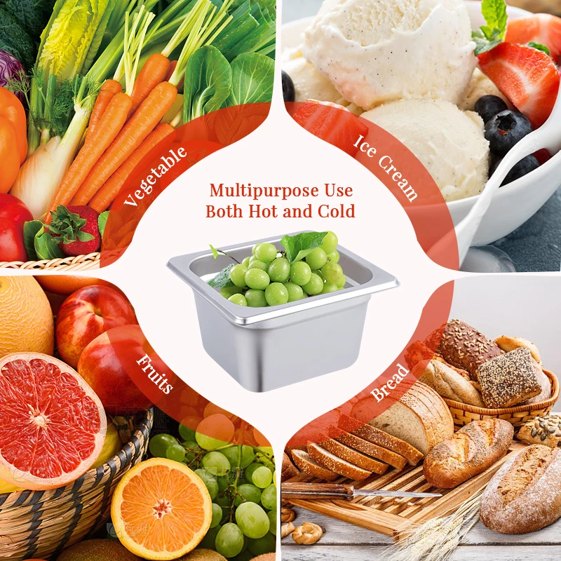 DaoSheng LFGB Full Sizes 1/1 1/2 1/3 1/4 1/6 1/9 American Style Anti Jam Stainless Steel Steam Table Gn Food Pan