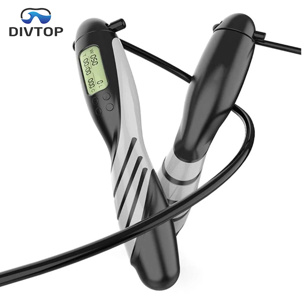 Wholesale Steel Wire Heavy Weight Speed Adjustable Jump Rope, LCD Display Electronic Counting Skip Rope.