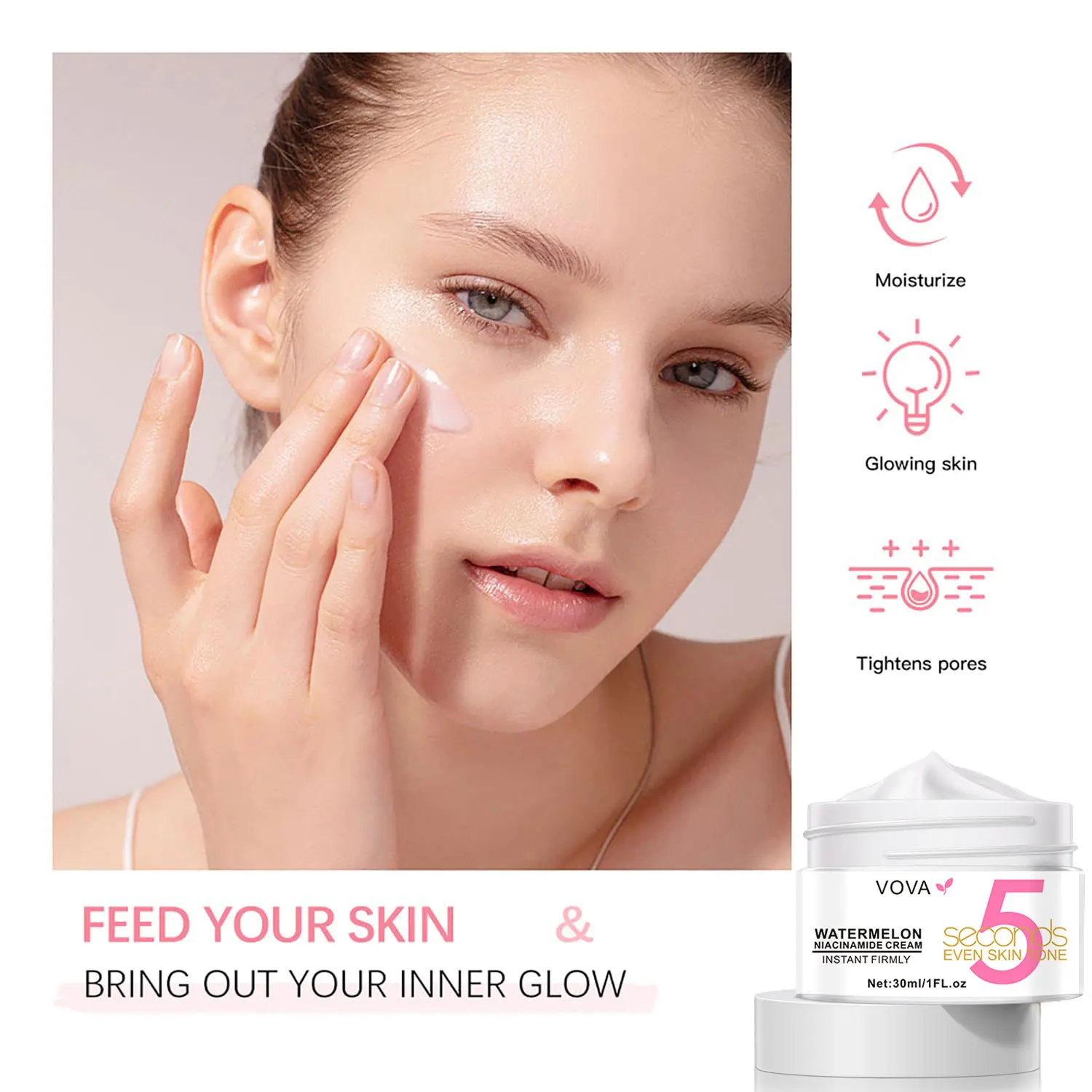 Watermelon Nicotinamide Cream 30ml Moisturize Anti-wrinkle Remove Dry Skin and Freckle Replenish Water Face