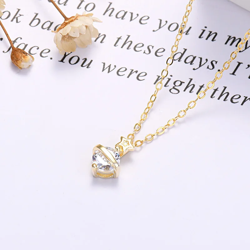 ROMY Fashion 925 Sterling Silver Star Pendants And Chain Cubic Zirconia Necklace Fine Designer Diamond Jewelry Necklaces