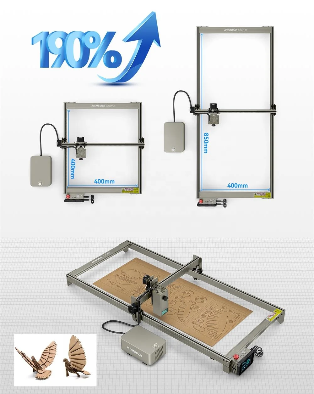 Hot Sale ATOMSTACK X20 S20 A20 PRO Y-axis Extension Shaft kits cutting Laser Engraver Accessories
