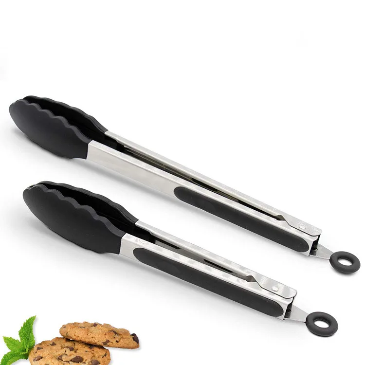 Кухонные щипцы для еды гриля салата барбекю жарки 7/9/12 дюймов термостойкие ручка из нержавеющей стали силиконовые приготовления пищи