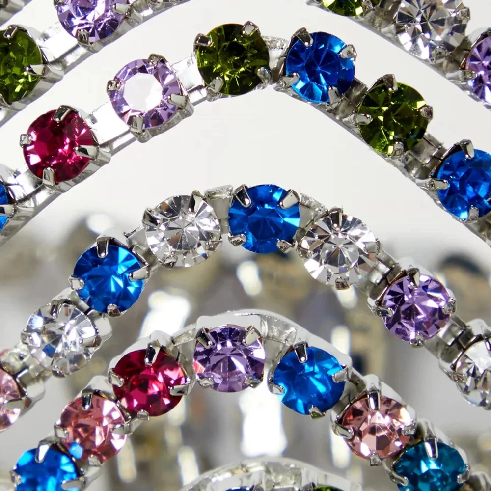 European And American Corrugated Rhinestone Chest Chain Sexy Crystal Mixed Color Bra Bikini Beach Body Accessory Body Chain