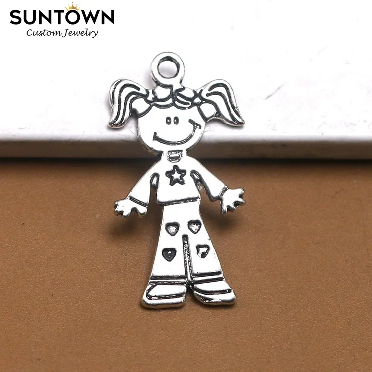 Suntown Kids Accessories Girl Pendant Jewelry Baby Girl Charm Silver Jewelry Alloy Jewellery For Bracelets Bangle Charms Joyeria