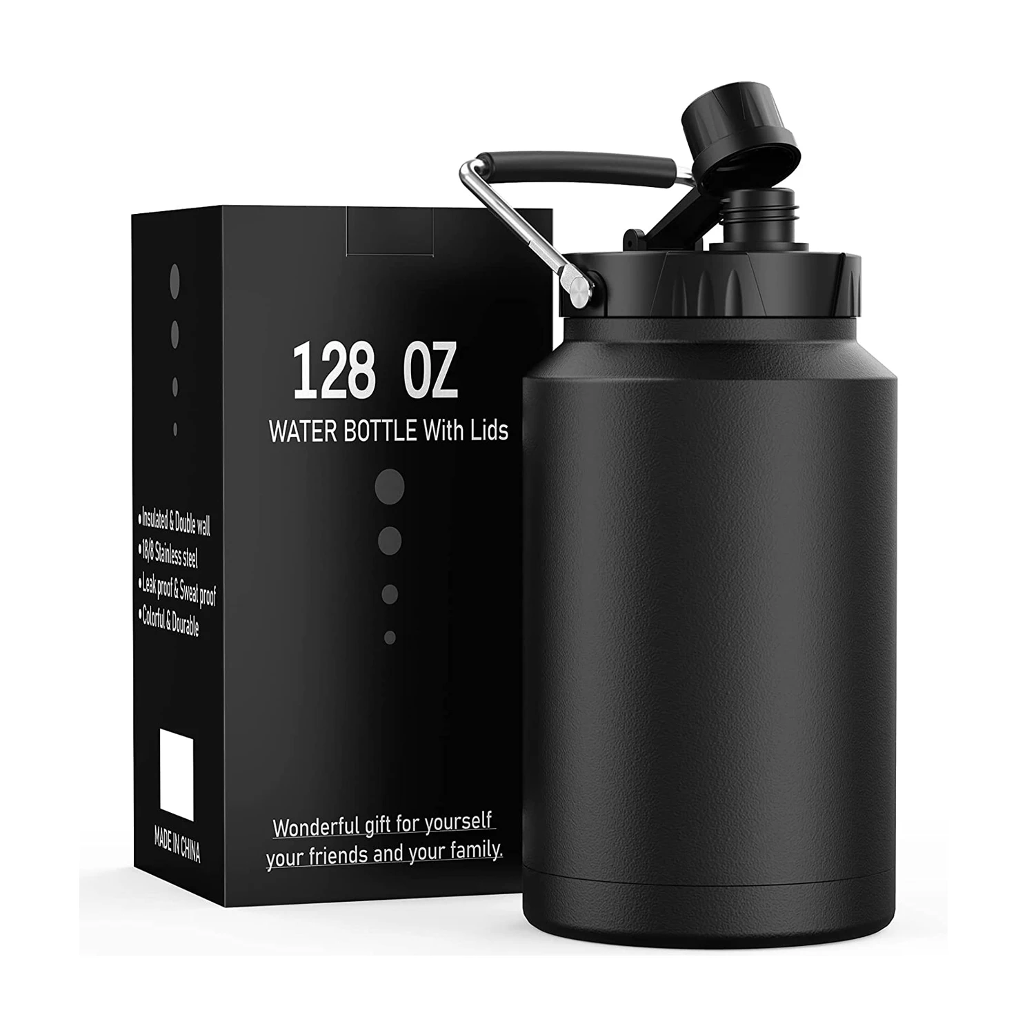 128oz 1 Gallon Cold Beer Growler Stainless Steel Insulated Sports Water Bottle Thermo Metal Canteen Jug