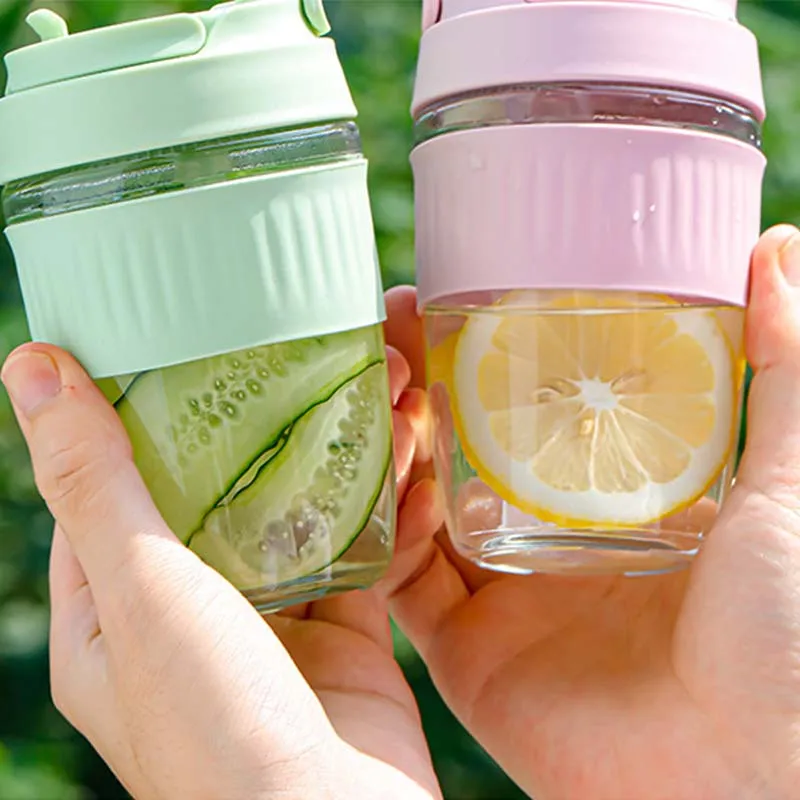 Small glass tumbler, suitable for outdoor, travel, school, office, various colors, small and beautiful