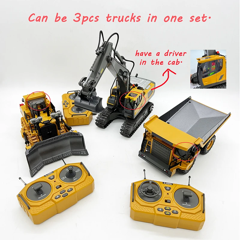 2.4G 1:20 11CH ALLOY Remote Control EXCAVATOR/ 1:24 9CH BULLDOZER/ 1:24 9CH DUMP TRUCK RC Construction Truck toy for children