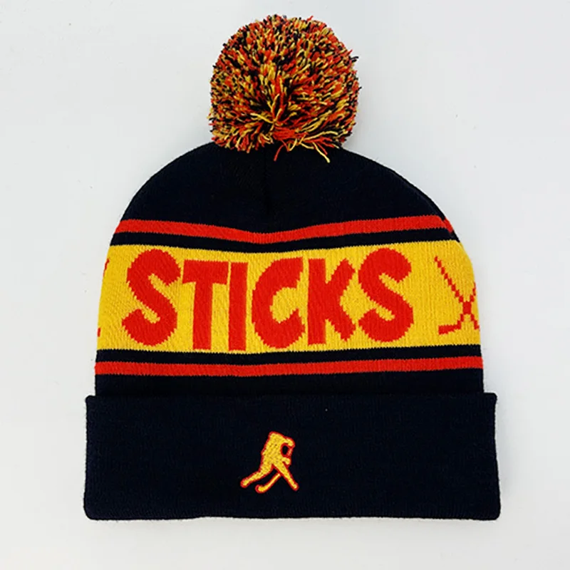 Men Woman Gorros Caps Warm Knitted Jacquard Pattern Thermal Acrylic Winter Hats Custom Pom Pom Beanie Hats