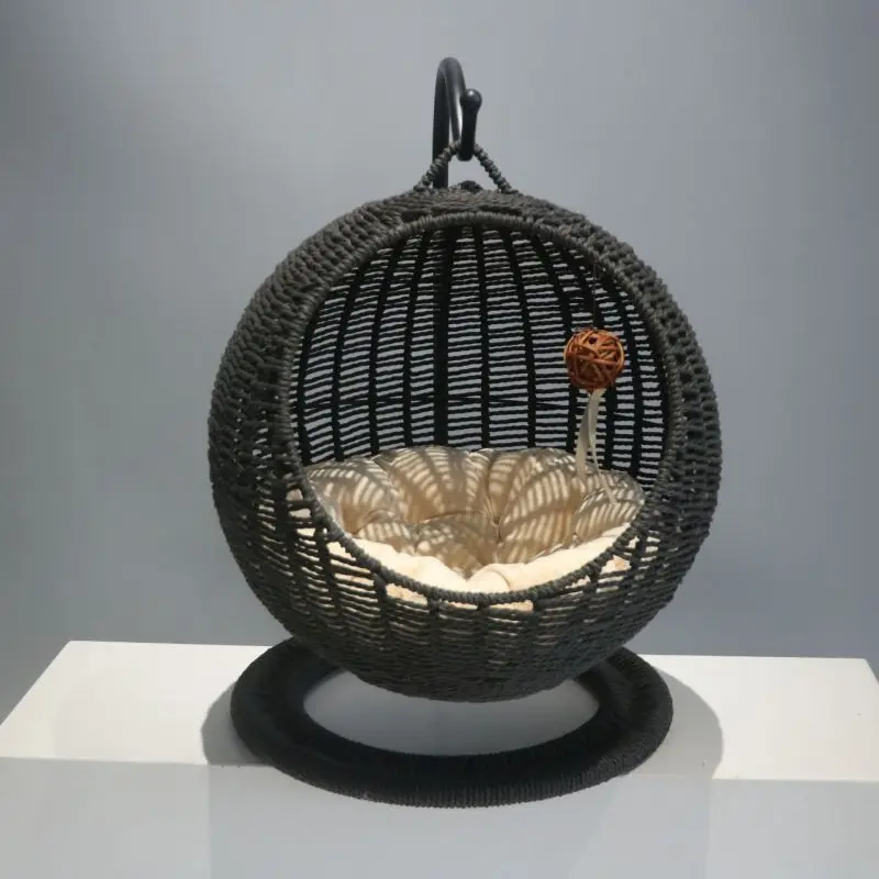 Healthy Eco-Life Pet Natural Series Wicker balcony decorate indoor plastic cute rattan cane cat little dog swing chairs