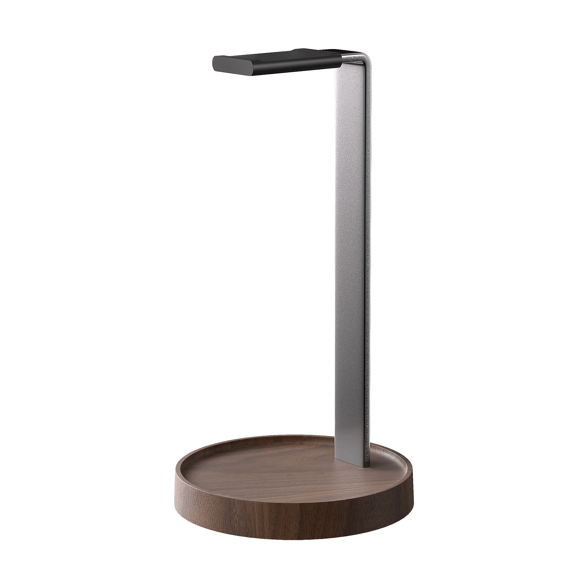 Wholesale Solid Walnut Wood and Aluminum Headset Holder Alloy Display Racks Universal Headphone Stand for Desk