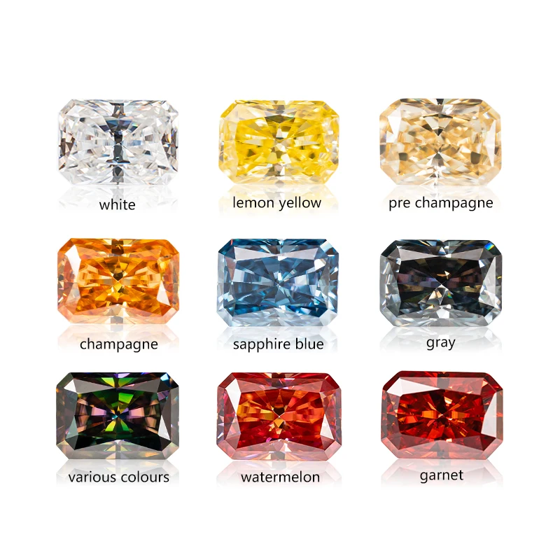 Goldleaf Jewelry Gems Wholesale Radiant Cut Color Moissanite Stone GRA Certified VVS Clarity Loose Moissanite Gemstone