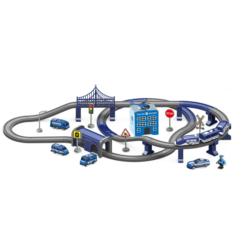 66 шт. Детский комплект полицейских поездов с аккумулятором и магнитными соединительными дорожками для детей