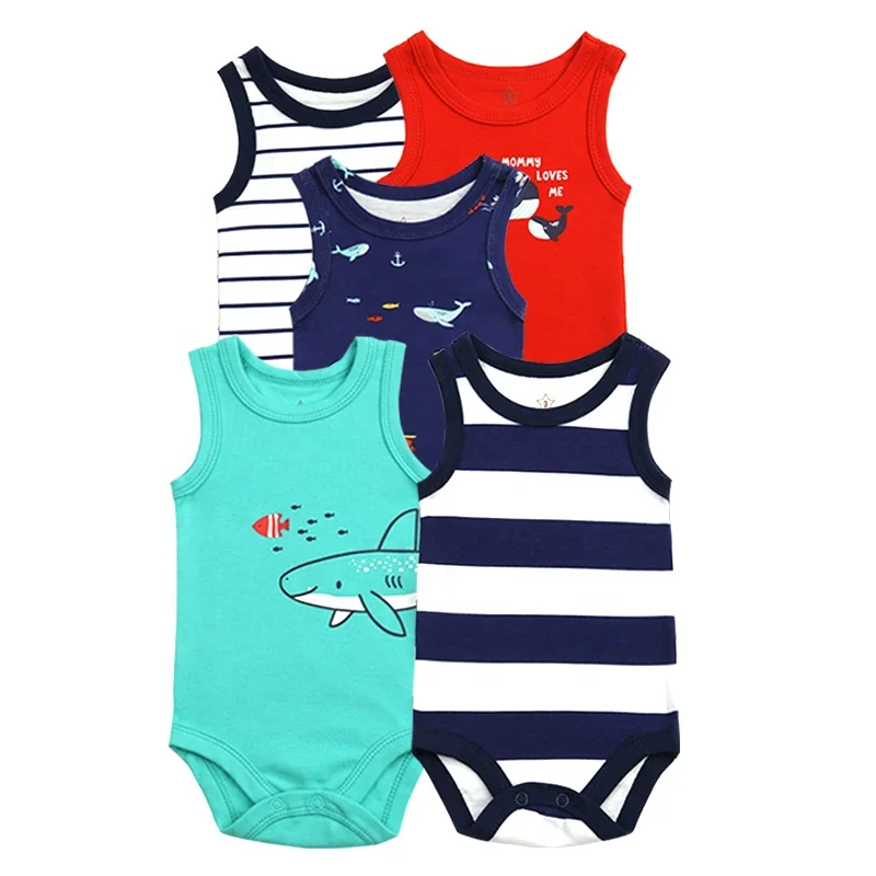 5 Pcs Newborn Baby Clothes Set Infant Romper Toddler Bodysuit Onesie for Baby Boy Short Sleeve 0-36 Months Cotton Summer Cartoon