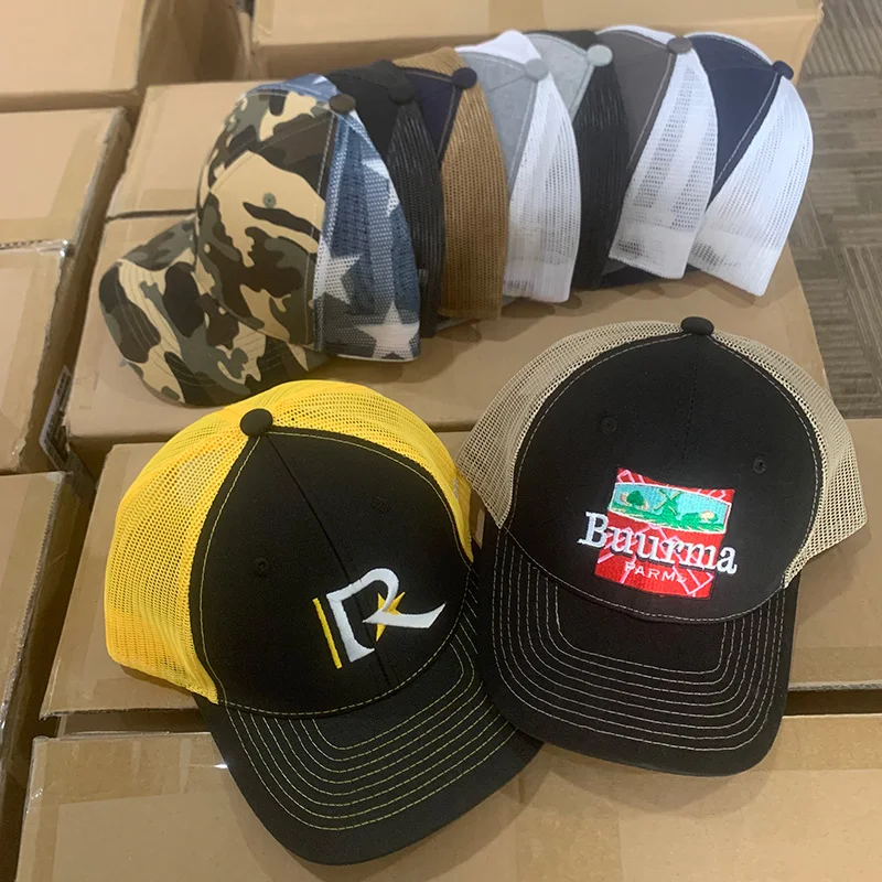Дизайнерские однотонные бейсболки Gorras с вышивкой из 6 панелей сетчатые пустые 112 Шляпы Richardson логотипом