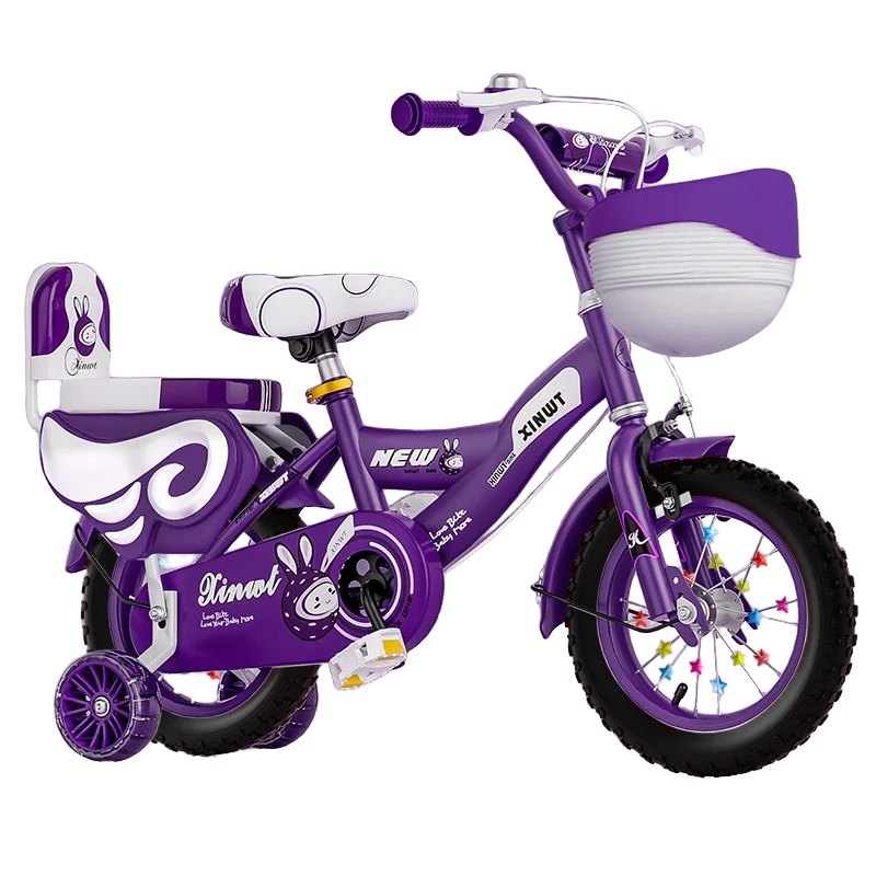 New Unisex 12/14/16/18 Inch Gas-Powered Baby Stroller & Bicycle Ride-on Toy with Flashing 4 Wheels Small Plastic Wheel for Child