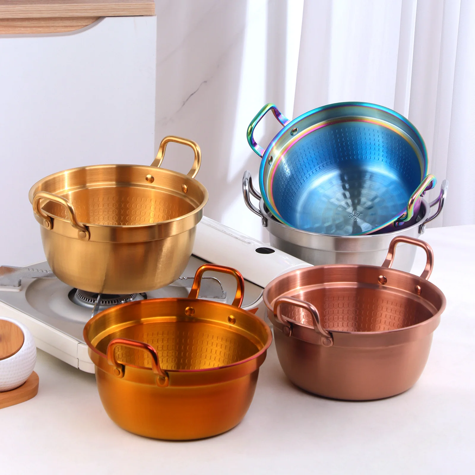 Kitchen Korea Stainless Steel Cooking Soup Milk Flat Pot Electric Noodle Pot