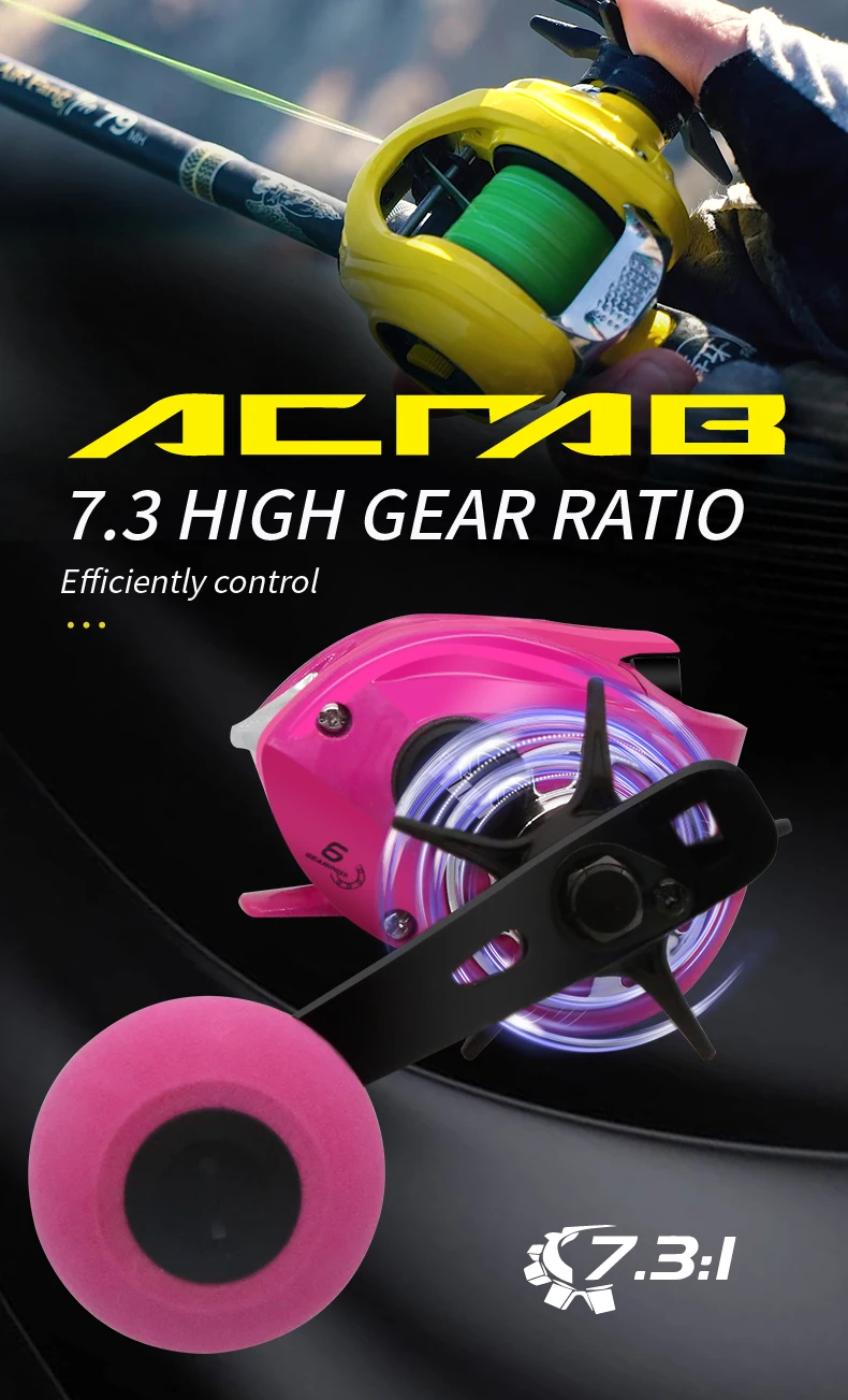 Alpha 10KG Fishing Gea Sexy Pink 7.3:1 Ratio fishing reel Baitcasting