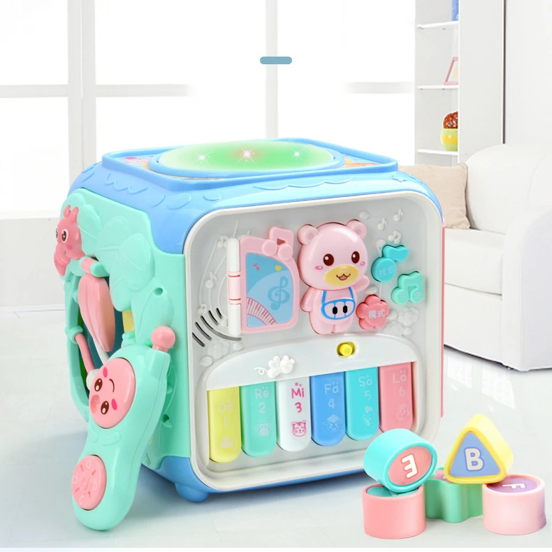 
Multi-functional Early Education Six-sided Box Hand Drum Wisdom Cube Gift for 0-3 Years Old Baby 