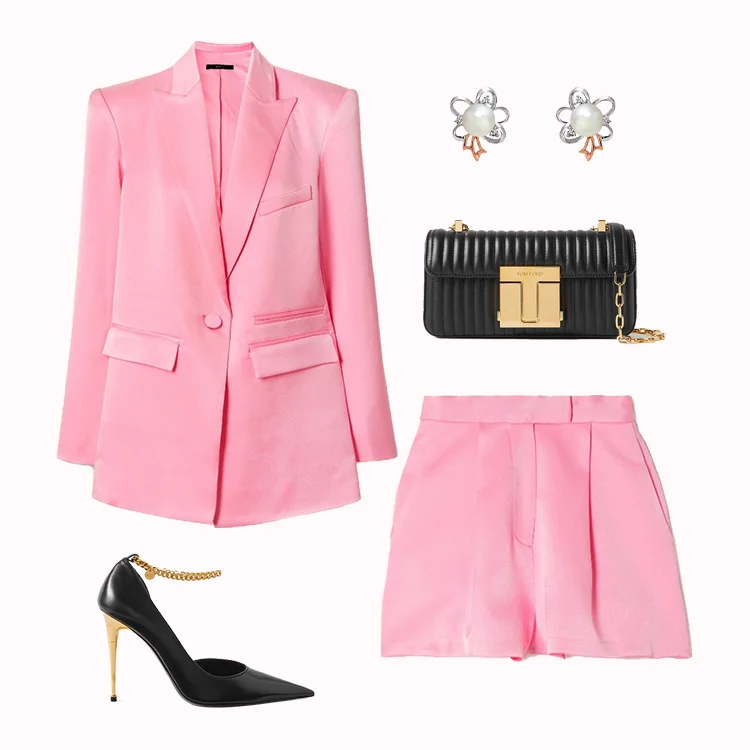 2022 Trend New Satin pink Ladies Suits Multicolor Custom ensemble blazer femme womens blazer