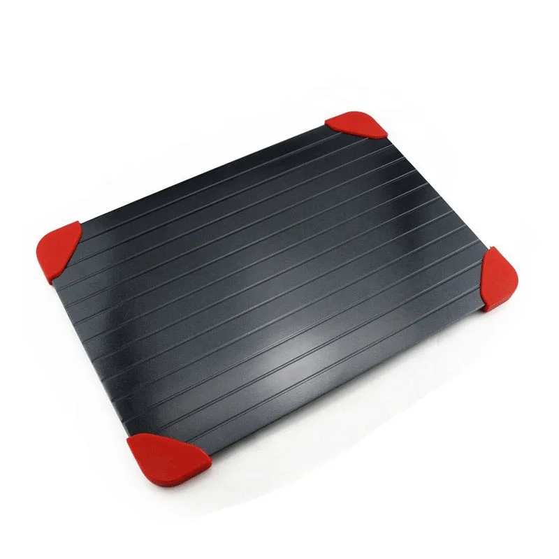 Huaju Industrial Non-stick Fast Defrost Tray 2mm Frozen Food Meat Aluminum Quick Thaw Plate 4 Red Silicone Cutting Board