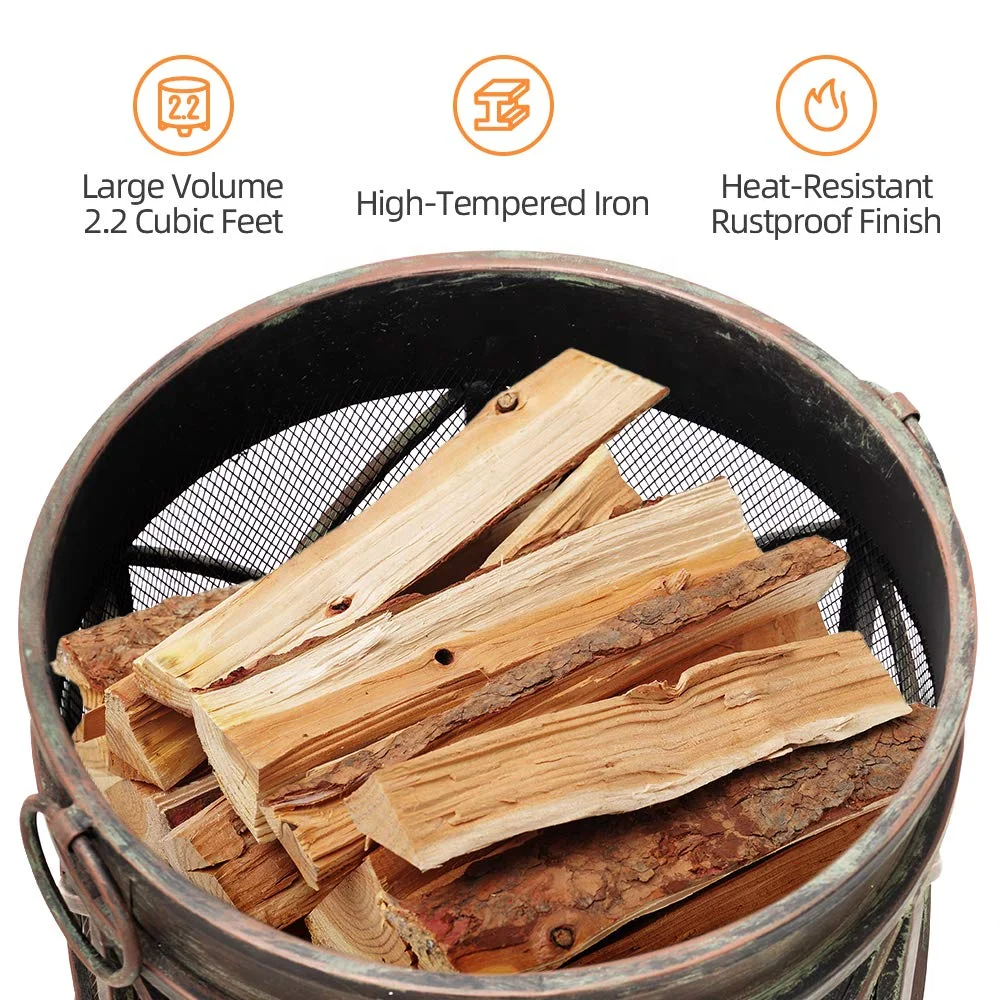 Уличная кастинговая подставка для огня из чугуна 23 дюйма с искровым экраном и