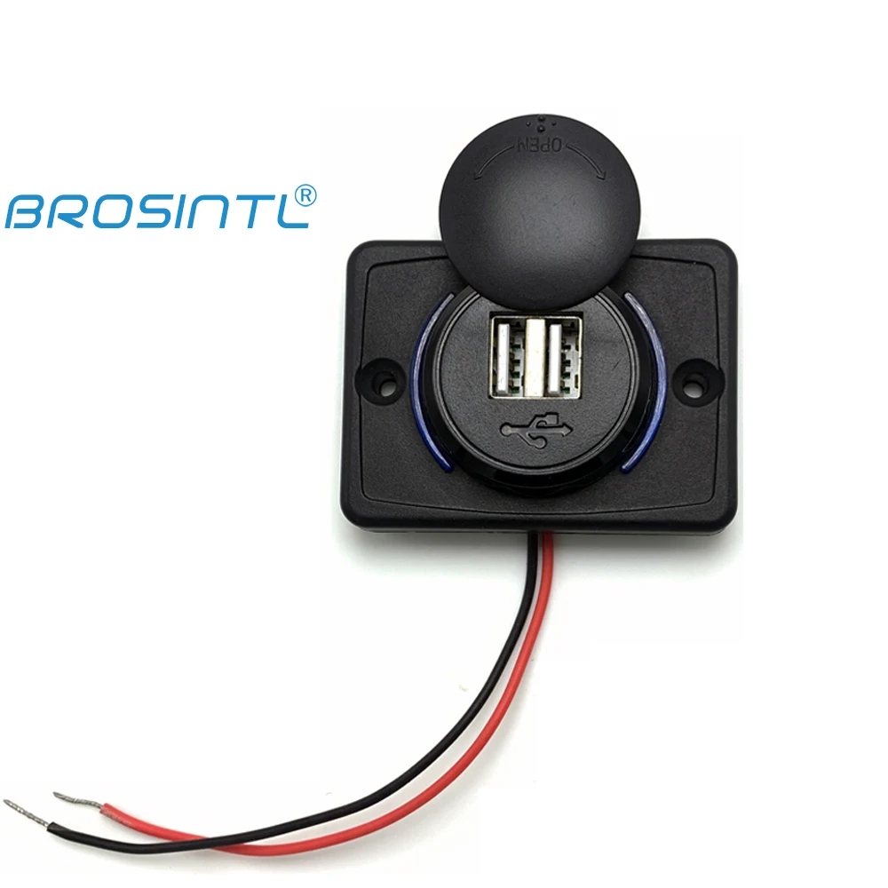 
BROSINTL BC050KB 12V 24V Input 5V 2.1A and 1A Dual Output BUS USB Port Charger Socket with LED Backlight  (1600272542885)
