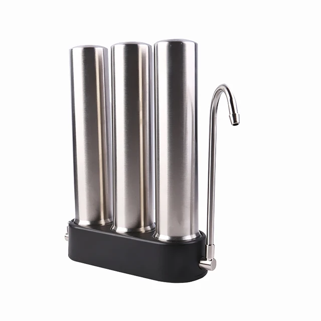 Faucet Connected Stainless Steel Water Filter Candle Ceramic Activated Carbon Countertop Water Purifier