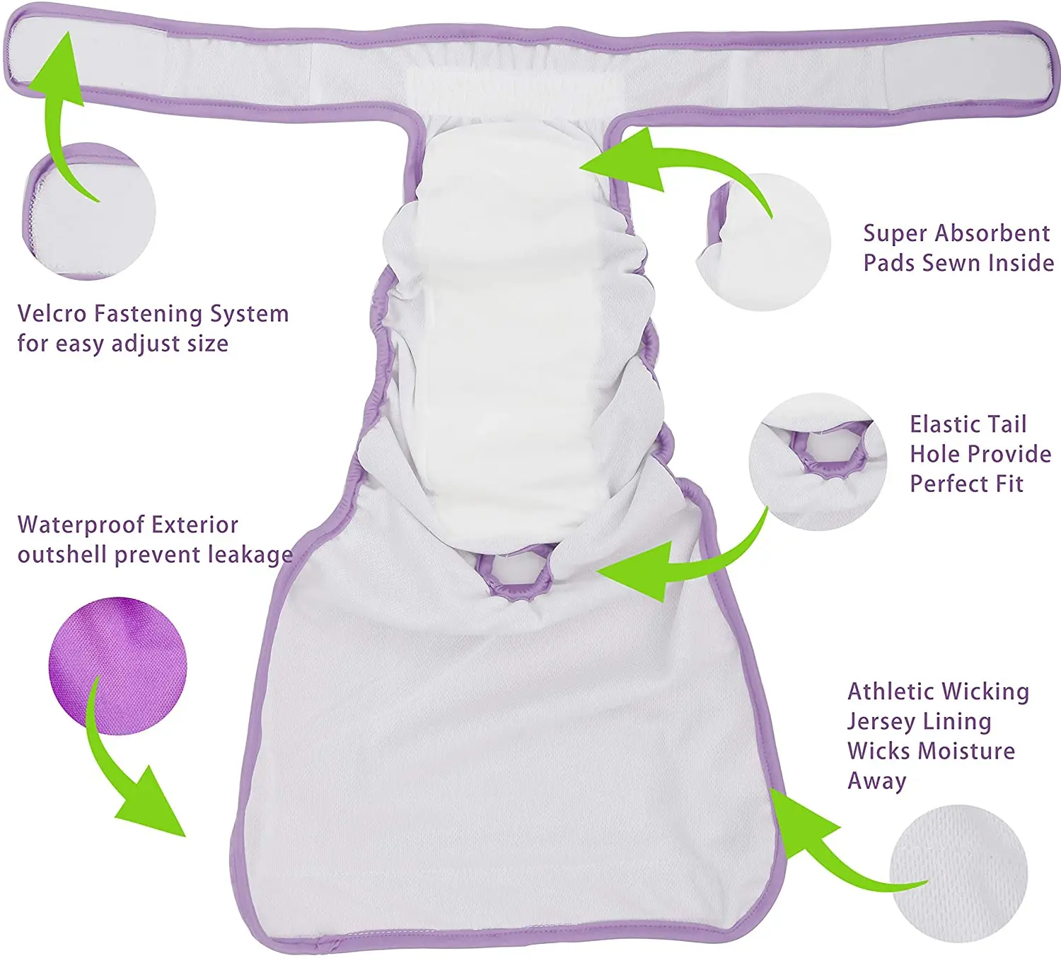 Многоразовые моющиеся подгузники для собак подгузник женщин (3 упаковки) хорошо впитывающие регулируемые щенков размера