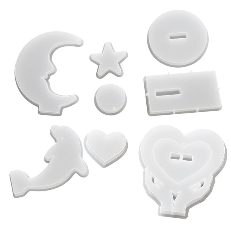 DIY Handmade Epoxy Resin Mold Heart Moon Shaped Picture Frame Arrangement Hanging Ornament Silicone Resin Molds