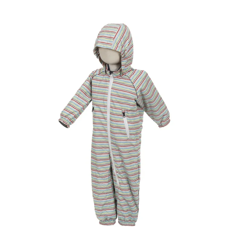 Rainy day Baby boy girl PU  Rain Suit Overalls  With Hooded jumpsuit Waterproof Kids  Raincoat Romper