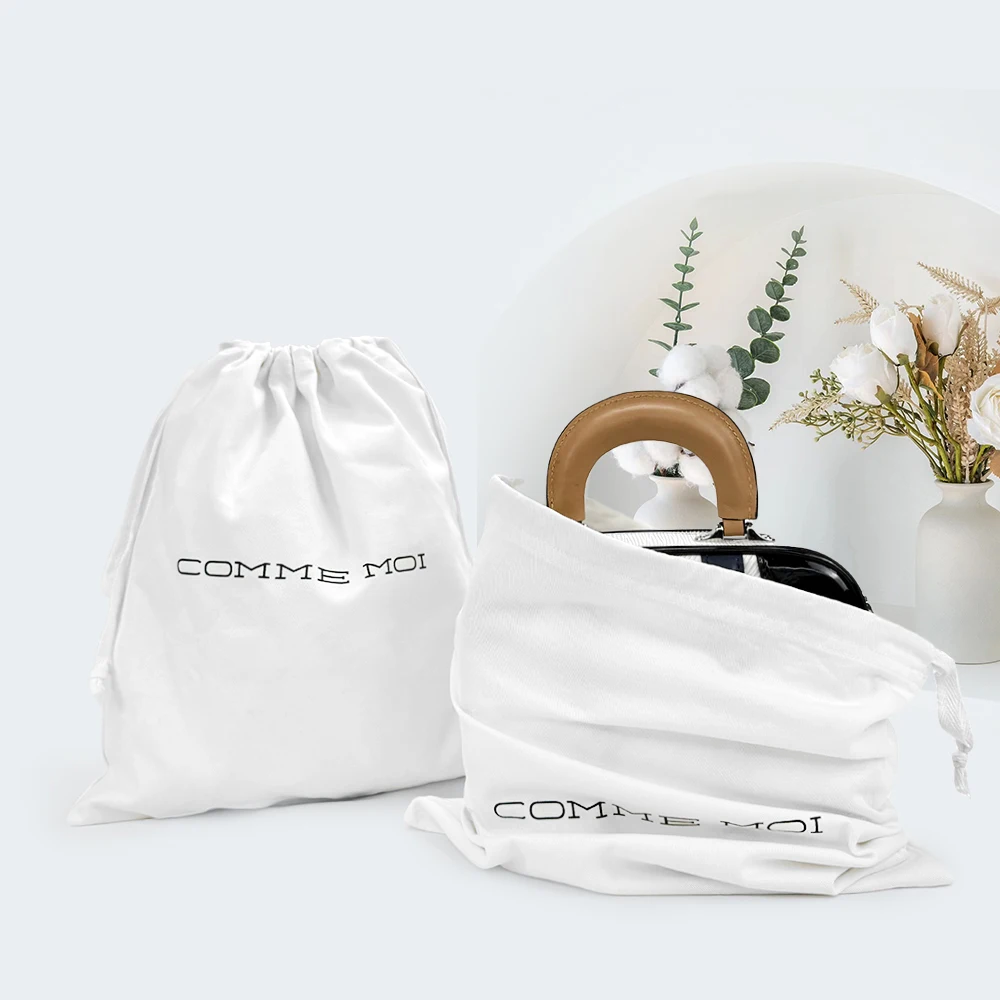 Hot Sale Stripe Custom Printed Logo Packaging Gift Cosmetic Thickened Fabric Cotton Pouch Canvas Drawstring Dust Bag for Handbag