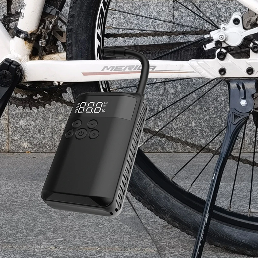 New wireless bicycle air pump multi-function digital display preset tire pressure portable bicycle car bike pump