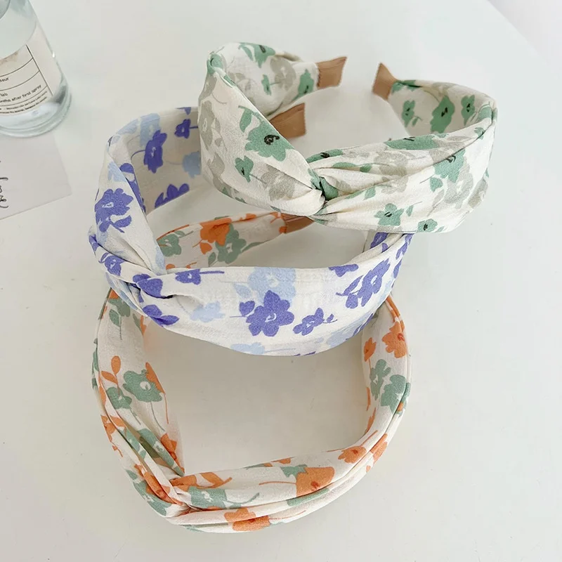 Summer Floral Cross Knot Headband  Popular for Net Red Washing Face and Rustic Look