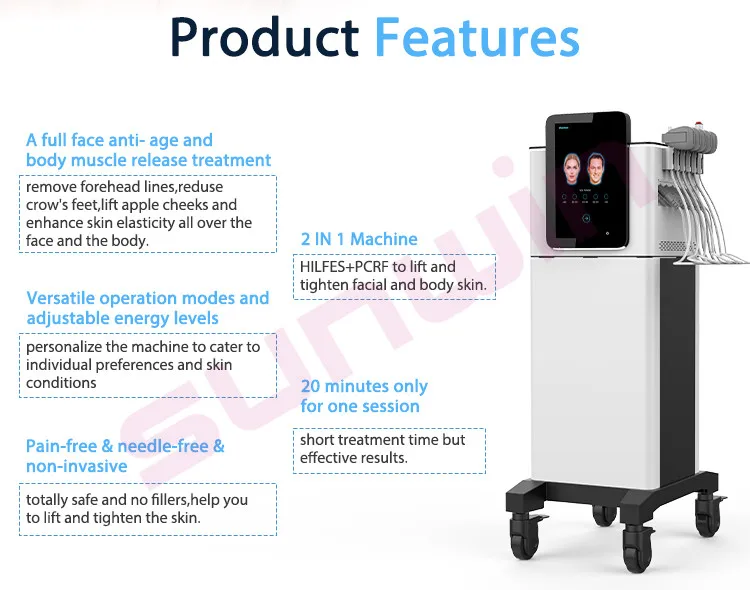 Portable PCRF Facelift Peface Muscle Tone Eye Lift RF Wrinkle Removal Double Chin Facial Contouring EMS+RF Anti-Aging Machine