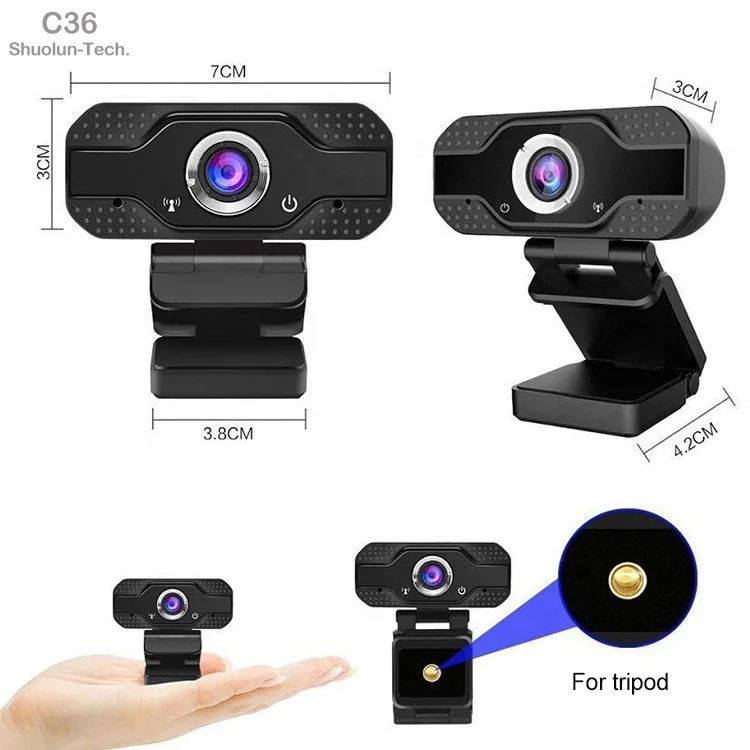 Shuolun C36 FHD 1080P 720P 30fps Built in Mic Auto Focus Manual Focus Fixed Focus Black Stock USB Webcam for Live Streaming