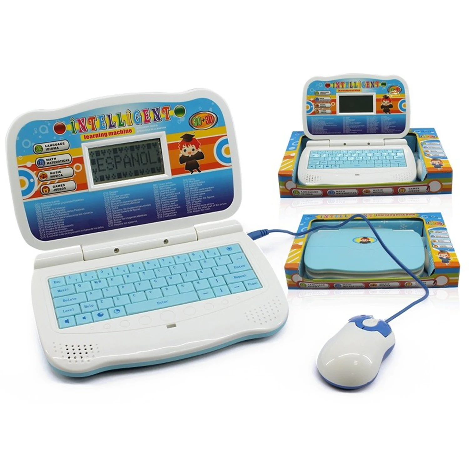 Kids English and Spanish Electronic Learning Laptop Toy Children Intelligent Educational Learning Machine Study Game Toys