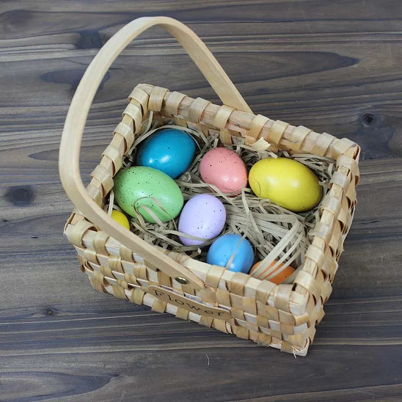 KIU 8 Pcs Easter Gifts Colorful Egg Simulation wooden Bird Egg Toys Pretend Play Montessori Toys