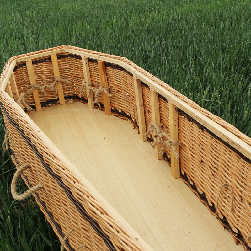 wholesale adult european style funeral wicker coffins