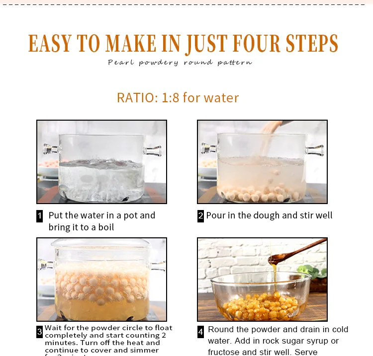 TOP  Tea Supplier  Doking  sell directly quick cooking just 2 minutes tapioca black pearl for beverage