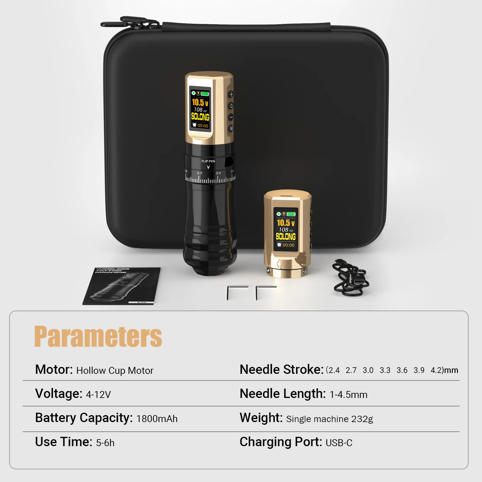 2025 Newest Digital Display Tattoo Machine 2 Golden Battery Lightweight Portable Precision for Every Stroke Professional Artist