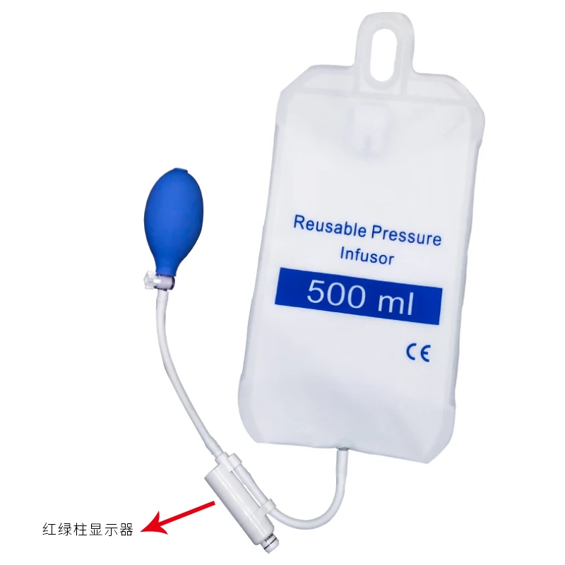 500ml Medical infuser  pressure bag  with black gauge and hand pump ball