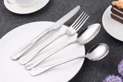 Durable silver color stainless steel cutlery and flatware set for wedding gift and kitchen spoon set/fork set