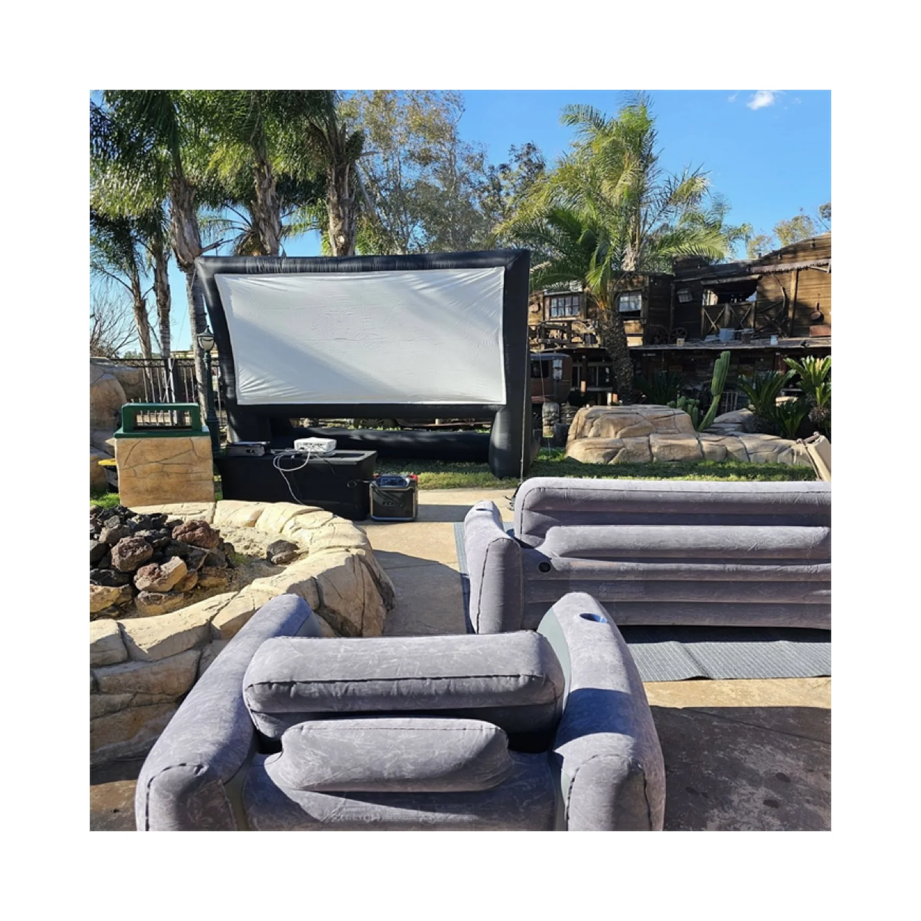 High quality 24ft Outdoor Inflatable TV Cinema Airsealed Movie Screen Inflatable Projector Screen For Rentals