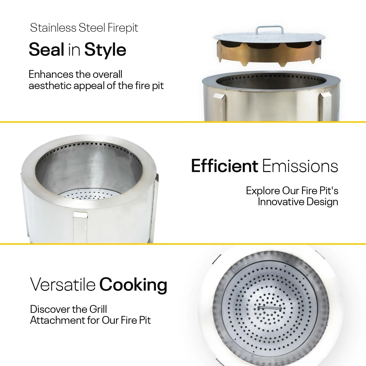 Large stainless steel Outdoor foldable smokeless fire pits