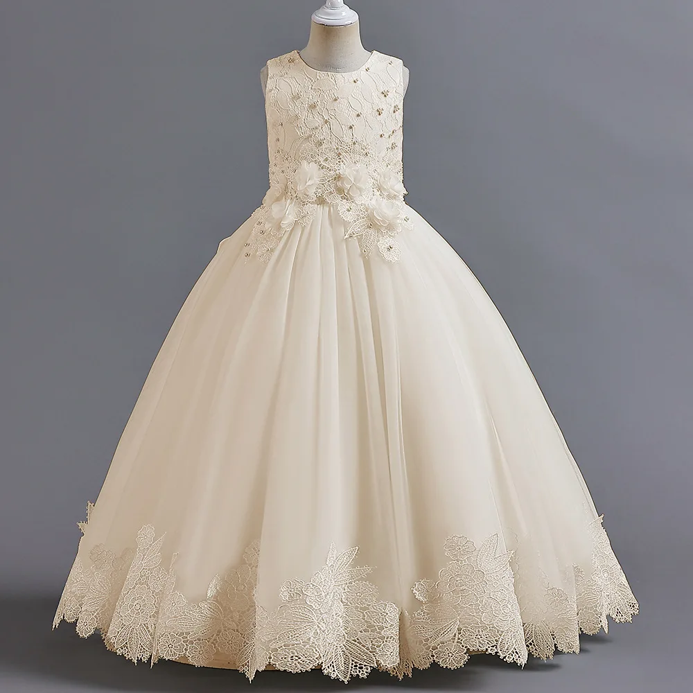 Girls Wedding Evening Ball Gown For Prom Flower Sequin Kids Party Dresses Girl Children Costume Embroidered Princess Dresses