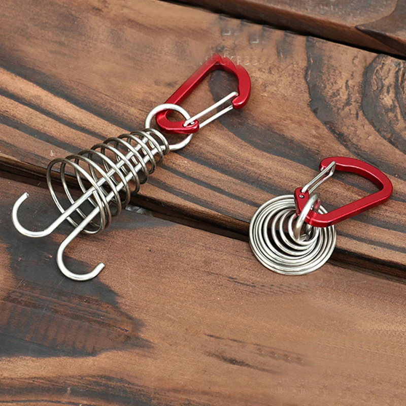 1Pcs Spring Octopus Deck Peg with Carabiner Hook Durable Rope Buckle Tent Hook Board Peg Camping Hiking Wholesale