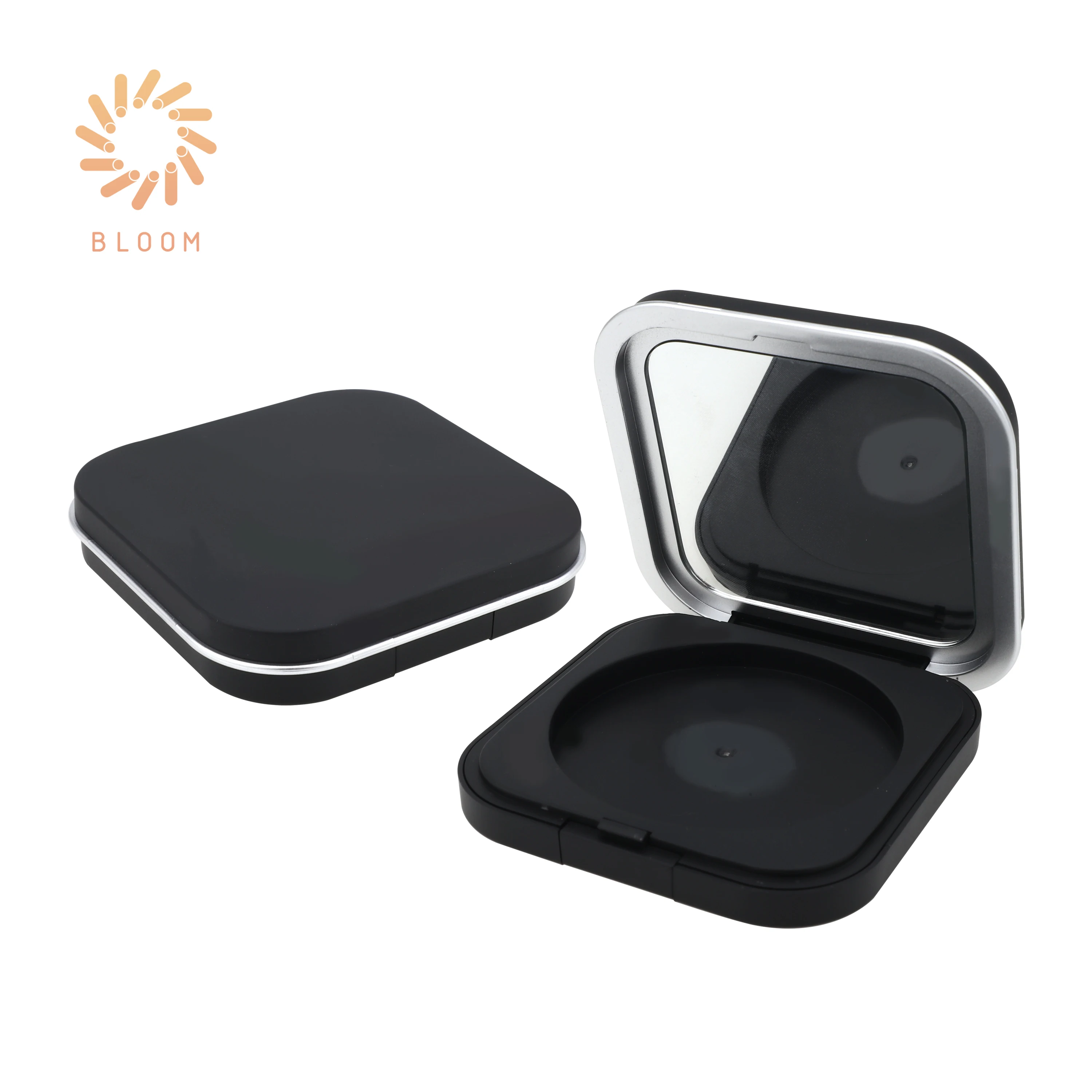 Custom Plastic Rounded Square Powder Cake Compact Setting Powder Packaging for Face Makeup
