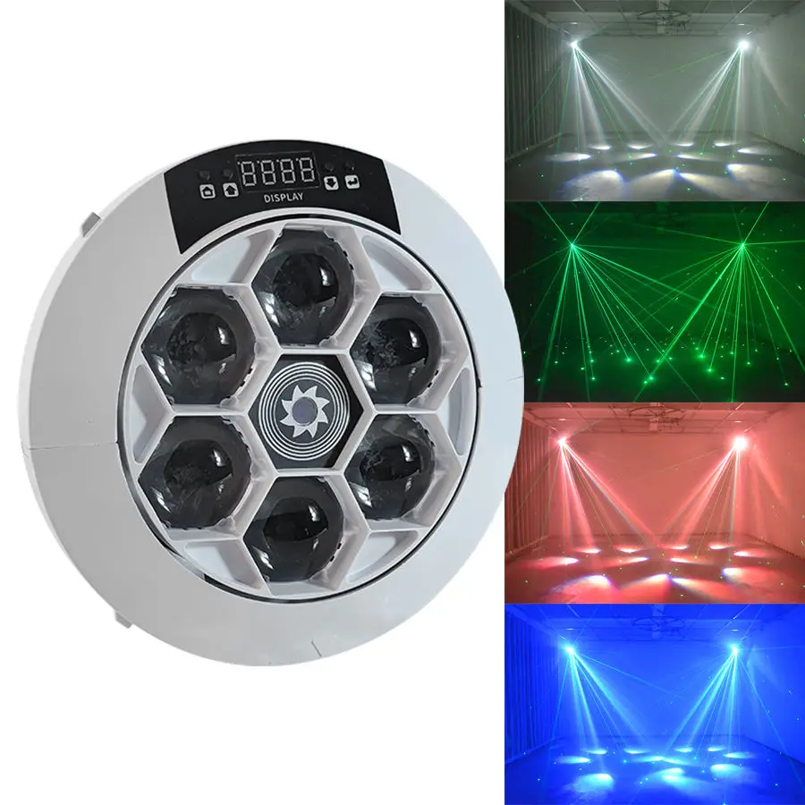 Hot sale Home Party Disco Light Led Rgbw 6 Bee Eyes Led Beam + 100mw Laser Effect Light