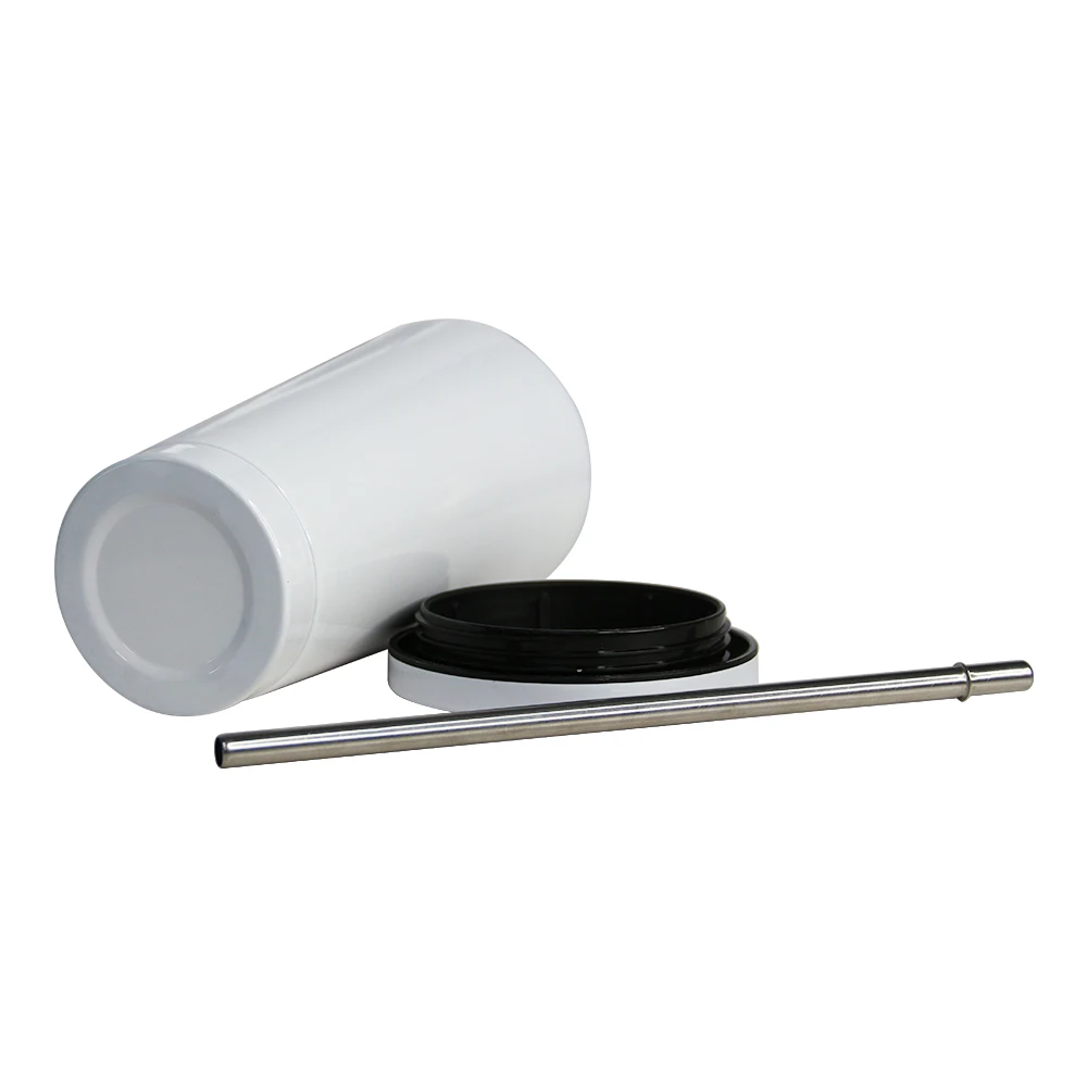 Kingsub Sublimation Stainless Coffee Cup Reusable White Blank Sublimation Stainless Steel Coffee Straw Cup