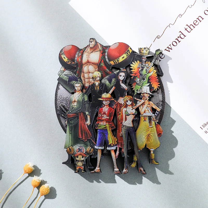 High Quality Fridge Magnets Creative Cartoon Wood 3D Piece Luffy Zoro Chopper Sanji 3D Anime Fridge Magnet for Xmas Gift